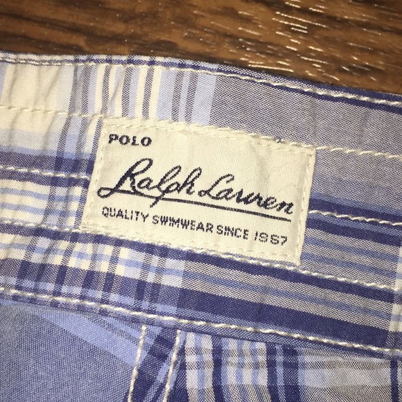 Ralph Lauren Plaid Swim Trunks Board Shorts Sz 38 - Picture 5 of 5